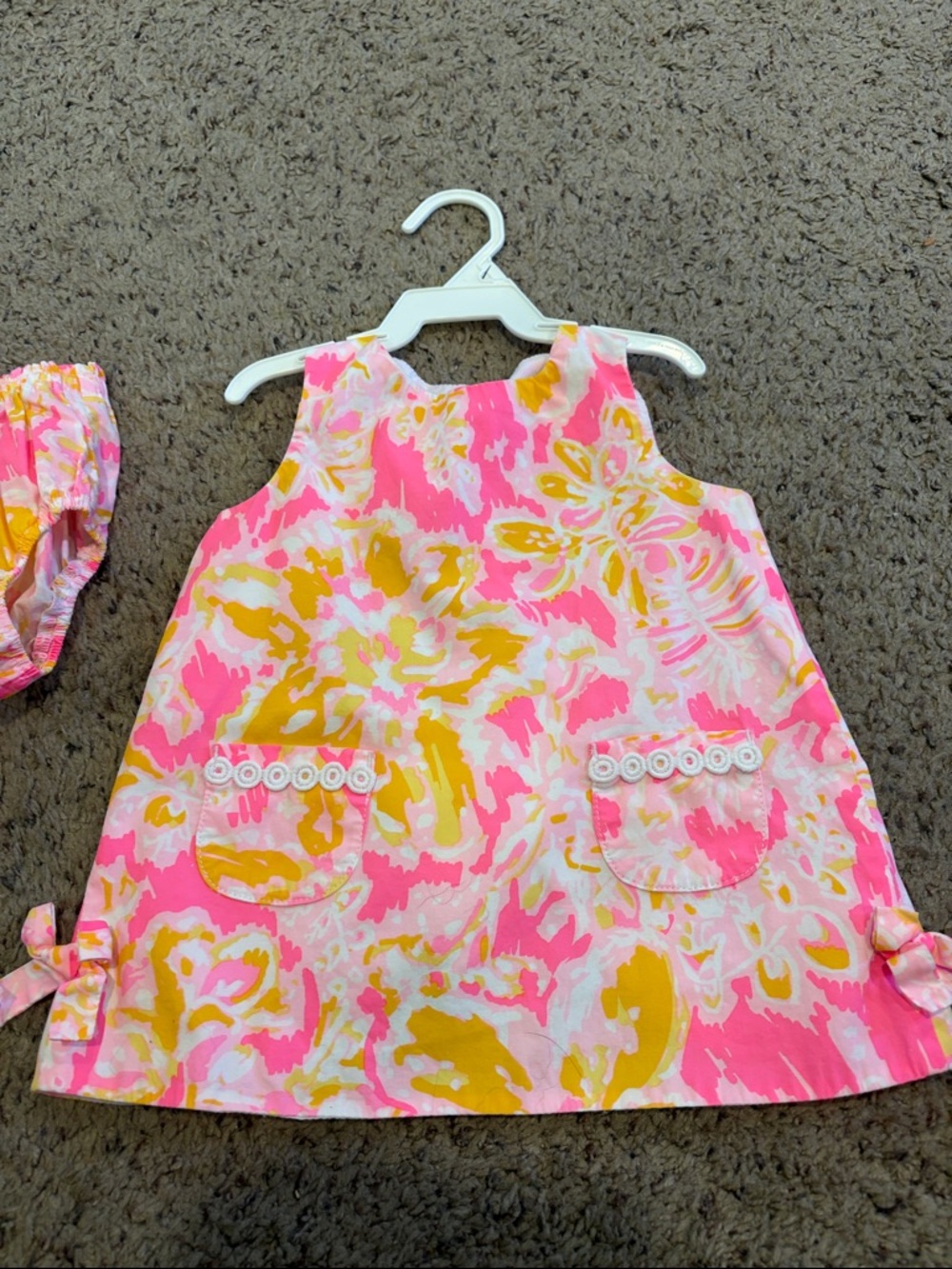 Lilly Pulitzer Pink and Yellow Floral Toddler Dress with Bloomers - Picture 3 of 7